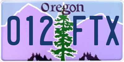 OR license plate 012FTX