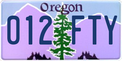 OR license plate 012FTY