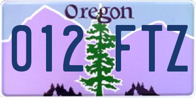OR license plate 012FTZ