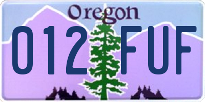 OR license plate 012FUF