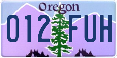 OR license plate 012FUH