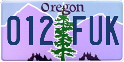 OR license plate 012FUK