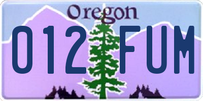OR license plate 012FUM