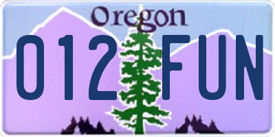 OR license plate 012FUN