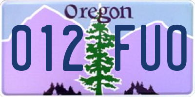 OR license plate 012FUO