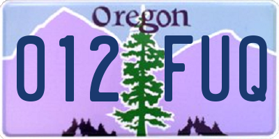 OR license plate 012FUQ