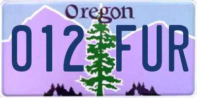 OR license plate 012FUR