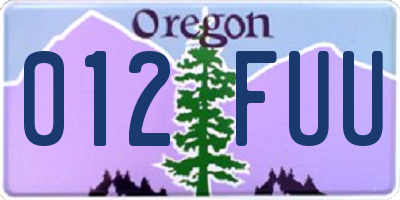 OR license plate 012FUU