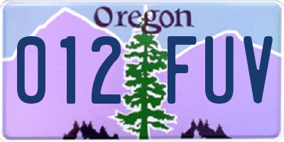 OR license plate 012FUV