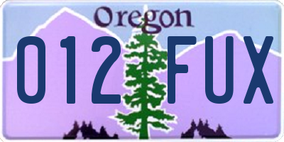 OR license plate 012FUX