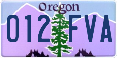 OR license plate 012FVA