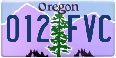 OR license plate 012FVC