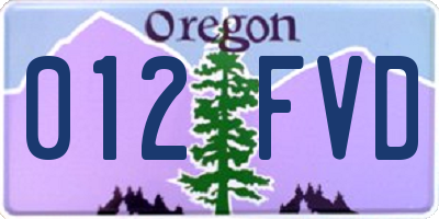 OR license plate 012FVD