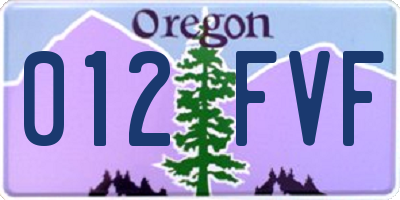 OR license plate 012FVF