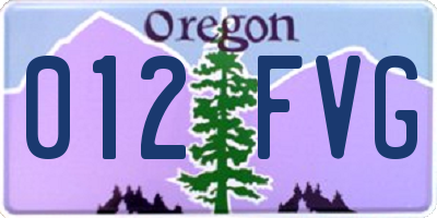 OR license plate 012FVG