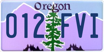 OR license plate 012FVI