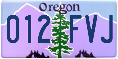 OR license plate 012FVJ