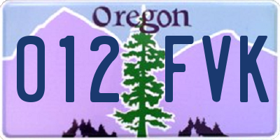 OR license plate 012FVK