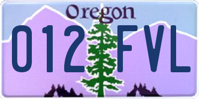 OR license plate 012FVL