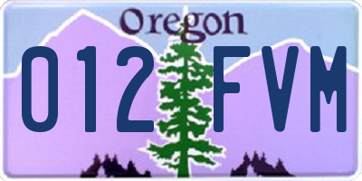 OR license plate 012FVM