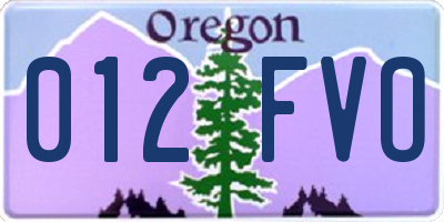 OR license plate 012FVO
