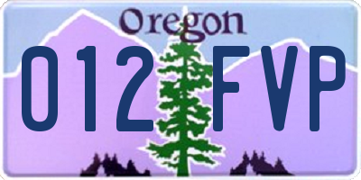 OR license plate 012FVP