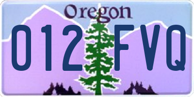 OR license plate 012FVQ