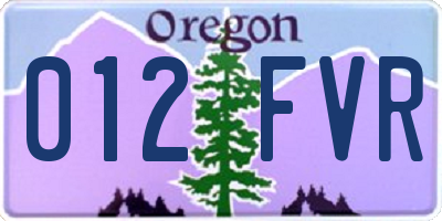 OR license plate 012FVR