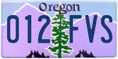OR license plate 012FVS