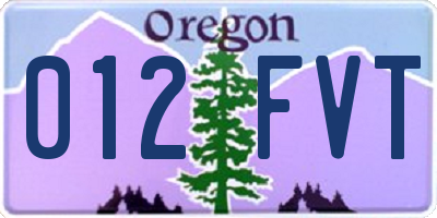 OR license plate 012FVT