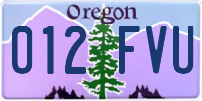 OR license plate 012FVU