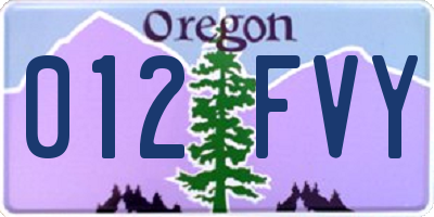 OR license plate 012FVY