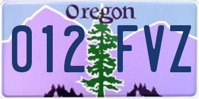 OR license plate 012FVZ
