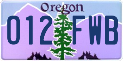 OR license plate 012FWB