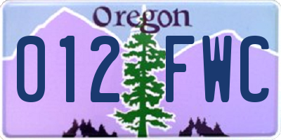 OR license plate 012FWC