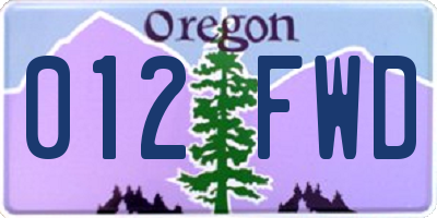 OR license plate 012FWD