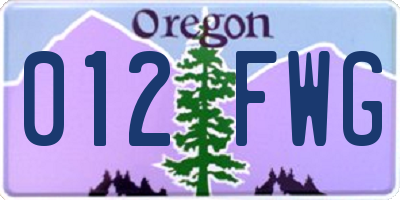OR license plate 012FWG
