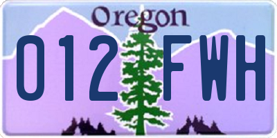 OR license plate 012FWH