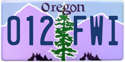 OR license plate 012FWI