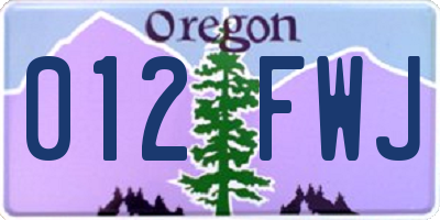 OR license plate 012FWJ