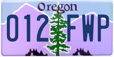 OR license plate 012FWP
