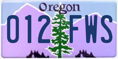OR license plate 012FWS