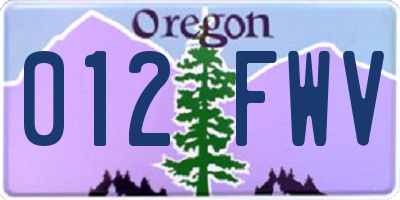 OR license plate 012FWV