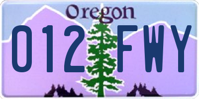 OR license plate 012FWY