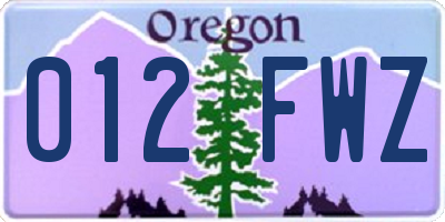 OR license plate 012FWZ