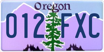 OR license plate 012FXC