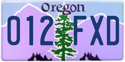 OR license plate 012FXD