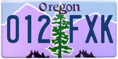 OR license plate 012FXK