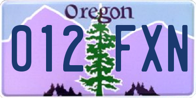 OR license plate 012FXN