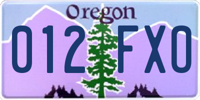 OR license plate 012FXO